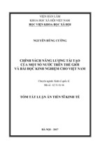 Chính sách năng lượng tái tạo của một số nước trên thế giới và bài học kinh nghiệm cho việt nam