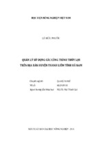 Quản lý sử dụng các công trình thủy lợi  trên địa bàn huyện thanh liêm tỉnh hà nam