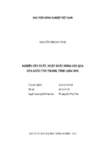 Nghiên cứu xuất, nhập khẩu nông sản qua  cửa khẩu tân thanh, tỉnh lạng sơn