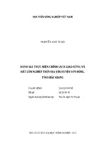 đánh giá thực hiện chính sách giao rừng và  đất lâm nghiệp trên địa bàn huyện sơn động,  tỉnh bắc giang