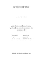 Quản lý thu bảo hiểm thất nghiệp  tại bảo hiểm xã hội thành phố hưng yên,  tỉnh hưng yên
