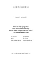 Nâng cao hiệu lực quản lý  thuế thu nhập doanh nghiệp  đối với doanh nghiệp ngoài quốc doanh  tại cục thuế tỉnh bắc giang