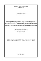 Lqt ngô xuân huy lý luận và thực tiễn việc công nhận các bản án và quyết định dân sự của tòa án nước ngoài tại tòa án nhân dân thành phố hà nội