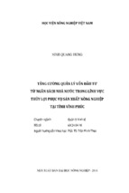 Tăng cường quản lý vốn đầu tư  từ ngân sách nhà nước trong lĩnh vực  thủy lợi phục vụ sản xuất nông nghiệp  tại tỉnh vĩnh phúc