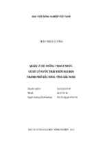 Quản lý hệ thống thoát nước  và xử lý nước thải trên địa bàn  thành phố bắc ninh, tỉnh bắc ninh