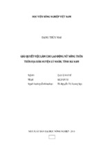 Giải quyết việc làm cho lao động nữ nông thôn trên địa bàn huyện lý nhân, tỉnh hà nam