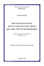 Lds_lê trung phước_thừa kế quyền sử dụng đất ở và nhà ở gắn liền với đất (qua thực tiễn tại thành phố huế).