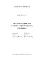 Tăng cường quản lý nhà nước  về đất nông nghiệp tại huyện tứ kỳ,  tỉnh hải dương
