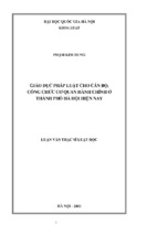 Ll phạm kim dung giáo dục pháp luật cho cán bộ, công chức cơ quan hành chính ở thành phố hà nội hiện nay