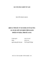 Quản lý vốn đầu tư xây dựng cơ sở hạ tầng  các xã đặc biệt khó khăn trên địa bàn  huyện sơn động, tỉnh bắc giang