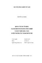 Quản lý rủi ro tín dụng  tại chi nhánh ngân hàng nông nghiệp  và phát triển nông thôn  huyện thường tín, thành phố hà nội