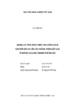 đánh giá tình hình thực thi chính sách  chuyển đổi cơ cấu cây trồng trên đất lúa  ở huyện gia lâm, thành phố hà nội