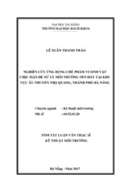 Nghiên cứu ứng dụng chế phẩm vi sinh vật chịu mặn để xử lý môi trường nền đáy tại khu vực âu thuyền thọ quang, thành phố đà nẵn