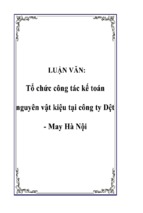 Luận văn tổ chức công tác kế toán nguyên vật kiệu tại công ty dệt   may hà nội, luận văn tốt nghiệp đại học