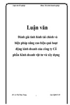 Luận văn đánh giá tình hình tài chính và biện pháp nâng cao hiệu quả hoạt động kinh doanh của công ty cổ phần kinh doanh vật tư và xây dựng, luận văn tốt nghiệp đại học,