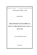 Phân tích báo cáo tài chính của công ty tnhh thương mại và đầu tư xuân an