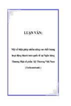 Luận văn một số biện pháp nhằm nâng cao chất lượng hoạt động thanh toán quốc tế tại ngân hàng thương mại cổ phần kỹ thương việt nam (techcombank ), luận văn tốt nghiệp đại học,