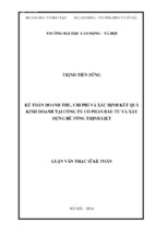 Kế toán doanh thu, chi phí và xác định kết quả kinh doanh tại công ty cổ phần đầu tư và xây dựng bê tông thịnh liệ