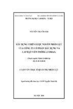 Luận văn cao học “xây dựng chiến lược nguồn nhân lực của công ty cổ phần xây dựng và lắp đặt viễn thông (comas)”