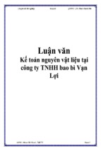 Luận văn kế toán nguyên vật liệu tại công ty tnhh bao bì vạn lợi, luận văn tốt nghiệp đại học, thạc sĩ, đồ án,tiểu luận tốt nghiệp