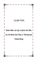 Luận văn hoàn thiện việc lập và phân tích tài chính của công ty thương mại thành hưng, luận văn tốt nghiệp đại học, thạc sĩ, đồ án,tiểu luận tốt nghiệp