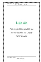 Luận văn phân tích tình hình tài chính qua báo cáo tài chính của công ty tnhh minh hà, luận văn tốt nghiệp đại học, thạc sĩ, đồ án,tiểu luận tốt nghiệp