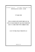 Nâng cao chất lượng nguồn nhân lực tại công ty trách nhiệm hữu hạn một thành viên đầu tư và phát triển nông nghiệp hà nội