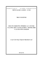 Nhân tố ảnh hưởng đến động lực làm việc của công chức tại sở lao động   thương binh và xã hội tỉnh nam định