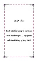 Luận văn hạch toán tiền lương và các khoản trích theo lương tại xí nghiệp sản xuất bao bì công ty sông đà 12, luận văn tốt nghiệp đại học, thạc sĩ, đồ án,tiểu luận tốt nghiệp