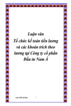 Luận văn tổ chức kế toán tiền lương và các khoản trích theo lương tại công ty cổ phần đầu tư nam á, luận văn tốt nghiệp đại học, thạc sĩ, đồ án,tiểu luận tốt nghiệp