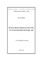 Luận văn cao học kế toán trách nhiệm tại tổng công ty cổ phần bảo hiểm quân đội   mic