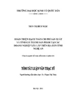 Hoàn thiện hạch toán chi phí sản xuất và tính giá thành sản phẩm tại các doanh nghiệp xây lắp trên địa bàn tỉnh nghệ an