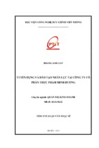 Tuyển dụng và đào tạo nhân lực tại công ty cổ phần thực phẩm minh dương