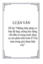 Những biện pháp cơ bản để tăng cường huy động vốn đầu tư trong nước phục vụ cho phát triển kinh tế việt nam trong giai đoạn hiện nay, luận văn tốt nghiệp đại học,