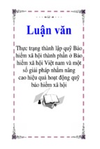 Luận văn thực trạng thành lập quỹ bảo hiểm xã hội thành phần ở bảo hiểm xã hội việt nam và một số giải pháp nhằm nâng cao hiệu quả hoạt động quỹ bảo hiểm xã hội,