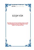 Luận văn hoàn thiện công tác kế toán doanh thu, chi phí và xác định kết quả kinh doanh tại công ty cổ phần vật tư nông nghiệp và xây dựng hải phòng, luận văn tốt nghiệp đại học, thạc sĩ