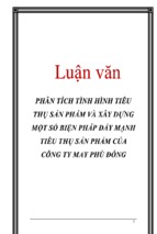 Luận văn phân tích tình hình tiêu thụ sản phẩm và xây dựng một số biện pháp đẩy mạnh tiêu thụ sản phẩm ở công ty may phù đổng, luận văn tốt nghiệp đại học, thạc sĩ, đồ án,tiểu luận tốt nghiệp