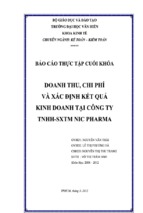 Luận văn doanh thu, chi phí và xác định kết quả kinh doanh tại công ty tnhh   sxtm nic pharma, luận văn tốt nghiệp đại học, thạc sĩ, đồ án,tiểu luận tốt nghiệp