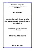 Tác động của các yếu tố thuộc đặc điểm công ty niêm yết tới mức độ công bố thông tin và hệ quả của nó