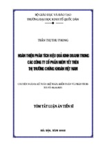 Hoàn thiện phân tích hiệu quả kinh doanh trong các công ty cổ phần niêm yết trên thị trường chứng khoán việt nam
