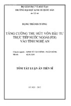 Tăng cường thu hút vốn đầu tư trực tiếp nước ngoài (fdi) vào tỉnh nghệ an