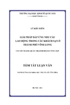 Giải pháp đáp ứng nhu cầu lao động trong các khách sạn ở thành phố vĩnh long