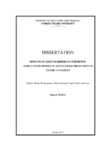 Effects of green barriers on exporting agriculture products and seafood from vietnam to the us market