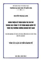 Hoàn thiện kế toán quản trị chi phí trong các công ty cổ phần nhựa niêm yết trên các thị trường chứng khoán việt nam