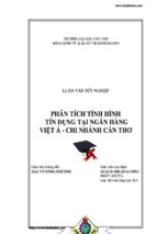 Luận văn phân tích tình hình tín dụng tại ngân hàng việt á chi nhánh cần thơ, luận văn tốt nghiệp đại học, thạc sĩ, đồ án,tiểu luận tốt nghiệp