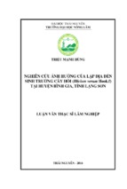 Nghiên cứu ảnh hưởng cảu lập địa đến sinh trưởng cây hồi (illicium verum hook.f) tại huyện bình gia, tỉnh lạng sơn