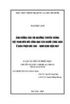 Luận án tiến sĩ ảnh hưởng của tín ngưỡng truyền thống việt nam đến đời sống đạo của người công giáo ở giáo phận bùi chu – nam định hiện nay