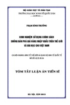 Kinh nghiệm sử dụng chính sách chống bán phá giá hàng nhập khẩu trên thế giới và bài học cho việt nam