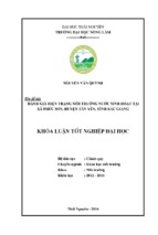 đánh giá hiện trạng môi trường nước sinh hoạt tại xã phúc sơn   huyện tân yên   tỉnh bắc giang