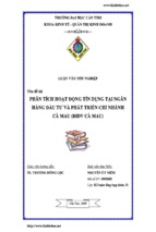 Luận văn phân tích hoạt động tín dụng tại ngân hàng đầu tư và phát triển chi nhánh cà mau (bidv cà mau), luận văn tốt nghiệp đại học, thạc sĩ, đồ án,tiểu luận tốt nghiệp